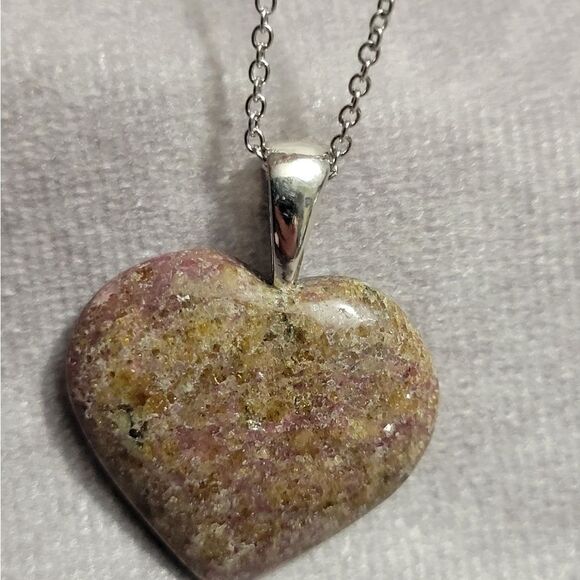 Karis Rhodonite Heart Pendant Necklace - Picture 4 of 15